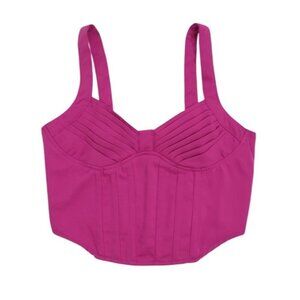 Pink Smocked Bustier Crop Top With Adjustable Straps & Ruched Back, Size S, NWT